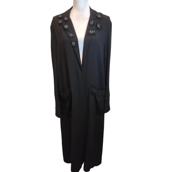Marni vintage black hidden 3 button closure embellished longline coat - Picture 1 of 11